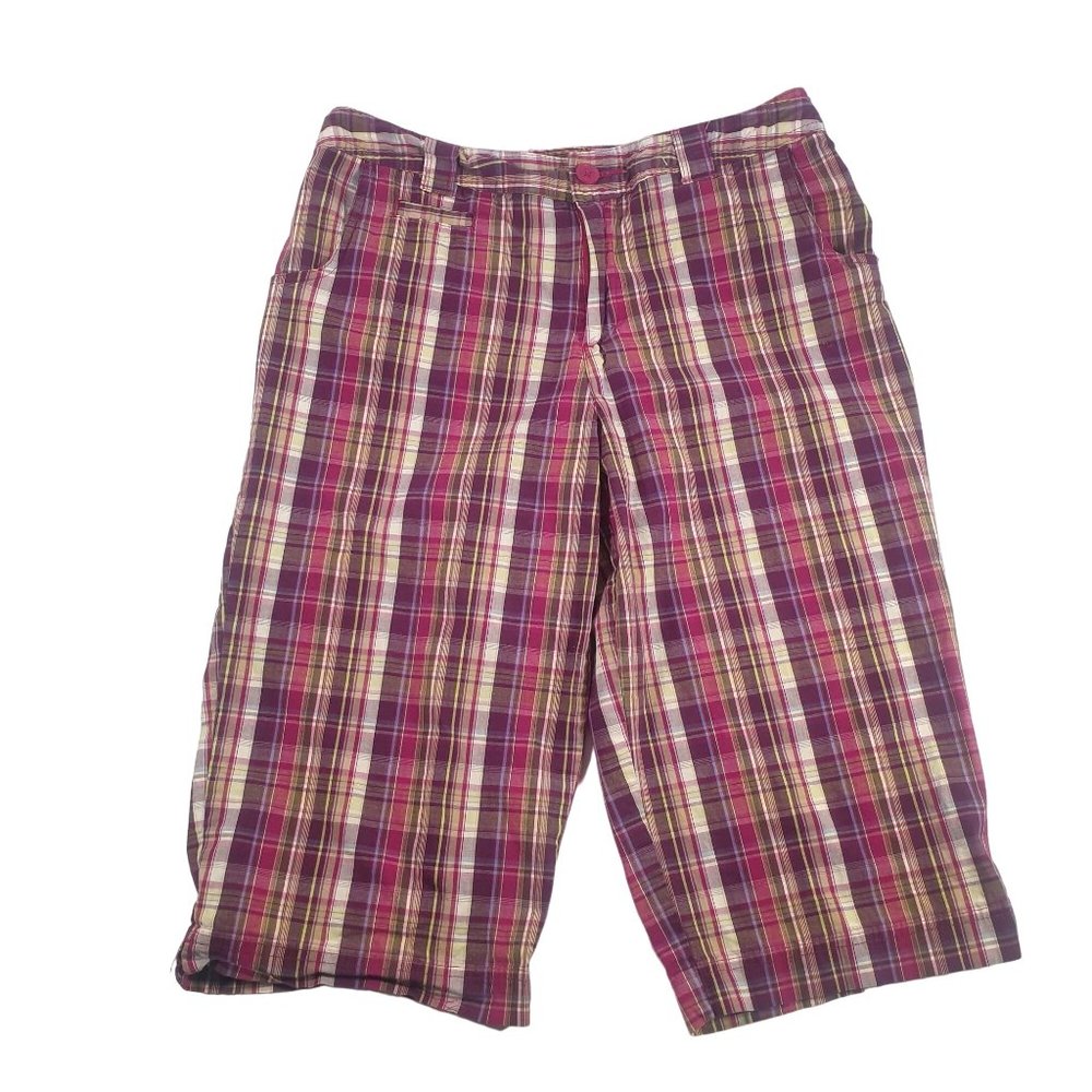 White Stag Womens Shorts Pink Plaid Walking Sport Casual Golf Vacation
